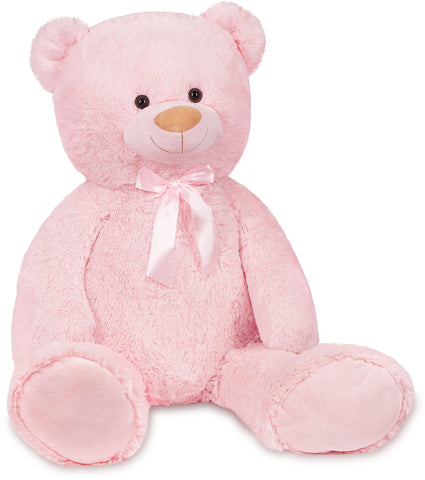BRUBAKER XXL Teddy Bear 40 Inches - Soft Toy - Plush Cuddly Toy with Ribbon - Gift for Kids and Adults - Light Pink