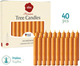 Eika Premium 10% Beeswax Tree Candles - Pack of 20 Honey Colored Natural Christmas Wax Candles for Pyramids, Carousels & Chimes - Made in Europe