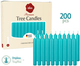 Eika Premium Christmas Tree Candles - Set of 20 Traditional Christmas Wax Candles for Pyramids, Carousels & Chimes - Made in Europe - Turquoise Metallic