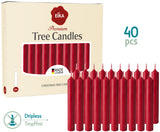 Eika Premium Christmas Tree Candles - Set of 20 Traditional Christmas Wax Candles for Pyramids, Carousels & Chimes - Made in Europe - Solid Colored - Dark Red