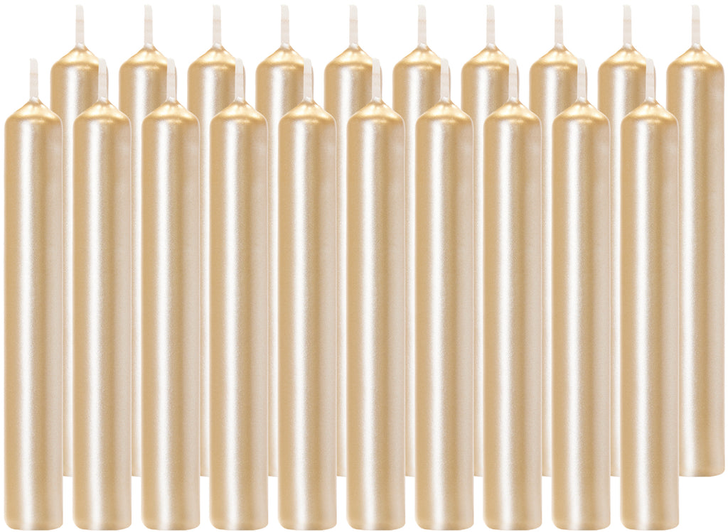 BRUBAKER Mini Taper Candles 20 pcs - Pale Gold - 3.75 x 0.5 Inches Unscented Candles for Rituals, Spells, Witchcraft, Wedding, Home Decor and Party