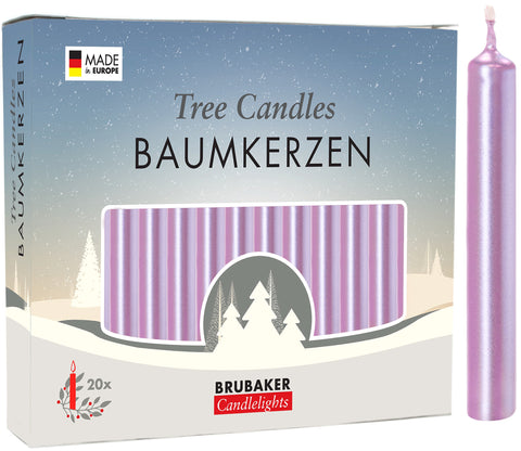 BRUBAKER Tree Candles - Pack of 20 - Purple - 3¾ x ½ Inches - Made in Europe - Christmas Wax Candles for Pyramids, Carousels & Chimes