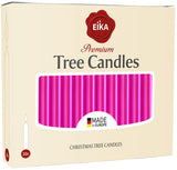 Eika Premium Christmas Tree Candles - Set of 20 Traditional Christmas Wax Candles for Pyramids, Carousels & Chimes - Made in Europe - Pink Metallic