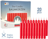 BRUBAKER Christmas Tree Candles for Pyramids & Chimes - Red - Pack of 20 in a Gift Box