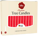 Eika Premium Christmas Tree Candles - Set of 20 Traditional Christmas Wax Candles for Pyramids, Carousels & Chimes - Made in Europe - Solid Colored - Red