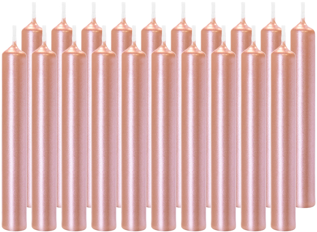 BRUBAKER Mini Taper Candles 20 pcs - Rosé Gold - 3.75 x 0.5 Inches Unscented Candles for Rituals, Spells, Witchcraft, Wedding, Home Decor and Party