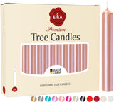 Eika Premium Christmas Tree Candles - Set of 20 Traditional Christmas Wax Candles for Pyramids, Carousels & Chimes - Made in Europe - Rosé Gold Metallic