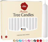 Eika Premium Christmas Tree Candles - Set of 20 Traditional Christmas Wax Candles for Pyramids, Carousels & Chimes - Made in Europe - Solid Colored - White