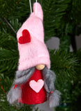 BRUBAKER 6-Piece Set Decoration Heart Gnomes Pendant Made of Wood and Knit - Tree Pendant Christmas - Valentine’s Day Gift Pink Red - Tree Ornament or Heart Decoration in Gift Box